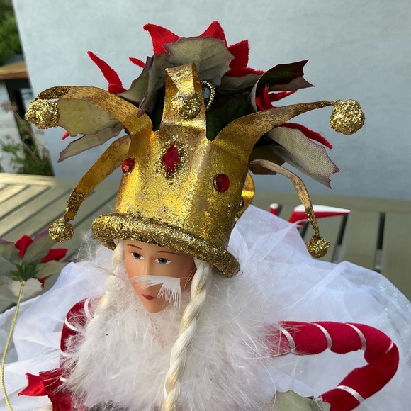 Dept 56 Krinkles Patience Brewster Poinsettia Fairy Queen Christmas Tree Topper - Picture 7 of 15